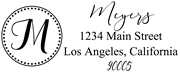 Solid Line and Dot Border Letter M Monogram Stamp Sample